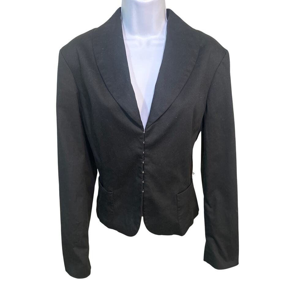 Nine & co. Black stretch jacket womens size 10, business/dressy. Leopord inner